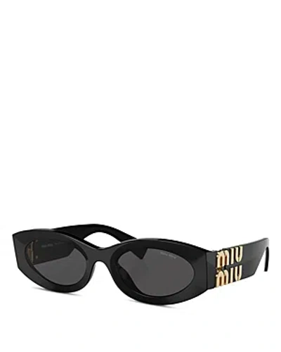 Miu Miu Oval Sunglasses, 54mm In Black/gray Solid
