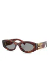 Miu Miu Logo Oval Acetate Sunglasses In Gray