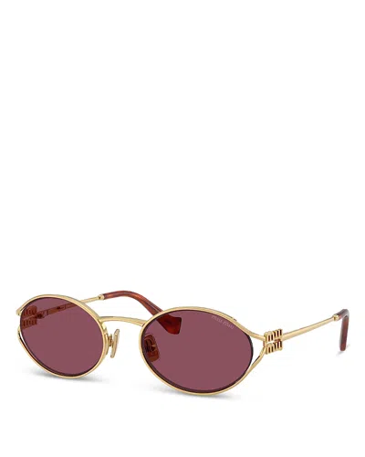 Miu Miu Oval Sunglasses, 54mm In Green