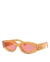 Miu Miu Logo Oval Acetate Sunglasses In Orange/pink Solid