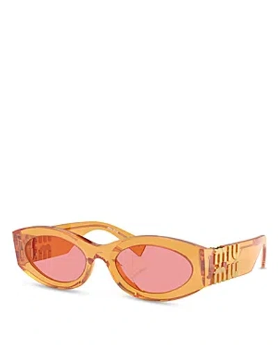 Miu Miu Oval Sunglasses, 54mm In Orange