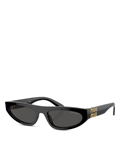 Miu Miu Oval Sunglasses, 56mm In Black/gray Solid
