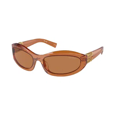 Pre-owned Miu Miu Oval Sunglasses 'blond/havana' | Brown | Women's Size Onesize