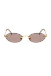 Miu Miu Womens Gold Mu A54s Oval-frame Metal Sunglasses In Gray