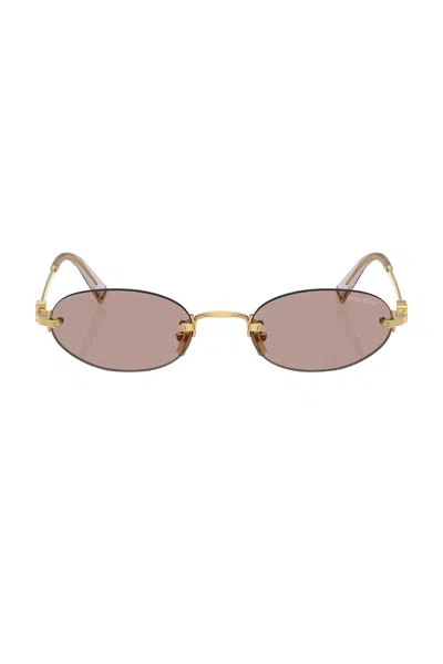 Miu Miu Womens Gold Mu A54s Oval-frame Metal Sunglasses In Neutral