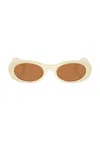 Miu Miu Acetate Oval Mu06zs Sunglasses In White