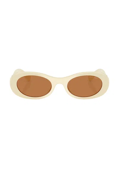 Miu Miu Acetate Oval Mu06zs Sunglasses In White