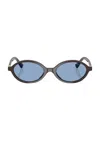 Miu Miu Logo-plaque Oval Sunglasses In Moka