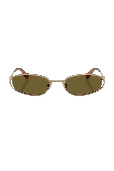 Miu Miu Oval Sunglasses In Gold