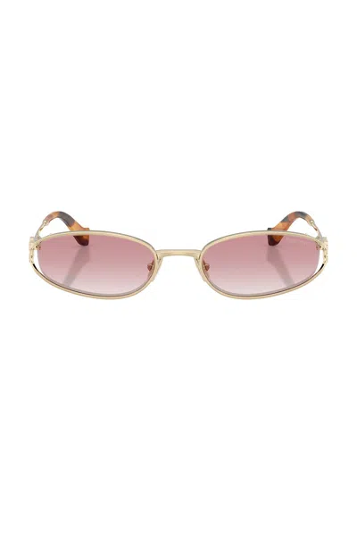 Miu Miu Oval Sunglasses In Pale Gold