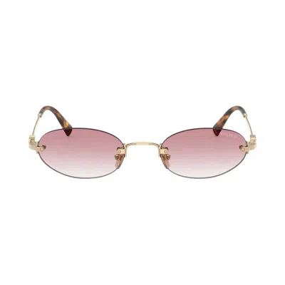 Pre-owned Miu Miu Oval Sunglasses 'pale Gold' | Women's Size Onesize
