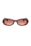 Miu Miu Tortoiseshell-pattern Oval-frame Sunglasses In Pink
