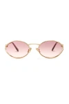Miu Miu Womens Gold Mu 52ys Round-frame Tinted-lens Metal Sunglasses In Pink