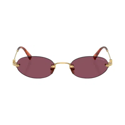Pre-owned Miu Miu Oval Sunglasses 'red' | Women's Size Onesize