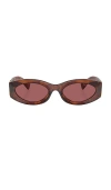 Miu Miu Womens Brown Mu 11ws Oval-shape Acetate Sunglasses In Striped Tobacco