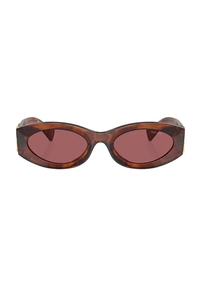 Miu Miu Womens Brown Mu 11ws Oval-shape Acetate Sunglasses
