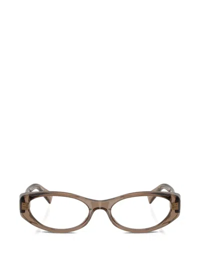 Miu Miu Oval-frame Glasses In Brown