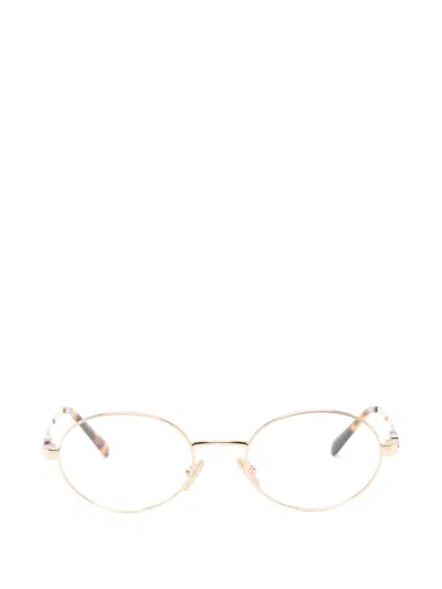 Miu Miu Oval-frame Glasses In Gold
