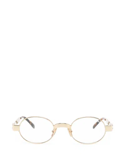 Miu Miu Oval-frame Glasses In Gold