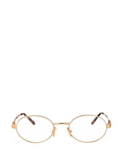 Miu Miu Oval-frame Glasses In Gold