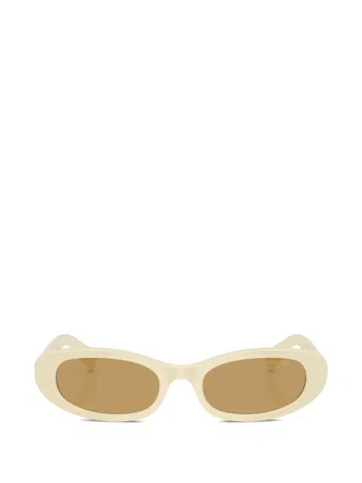 Miu Miu Oval-frame Sunglasses In Neutral