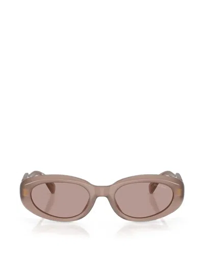 Miu Miu Oval-frame Sunglasses In Neutrals
