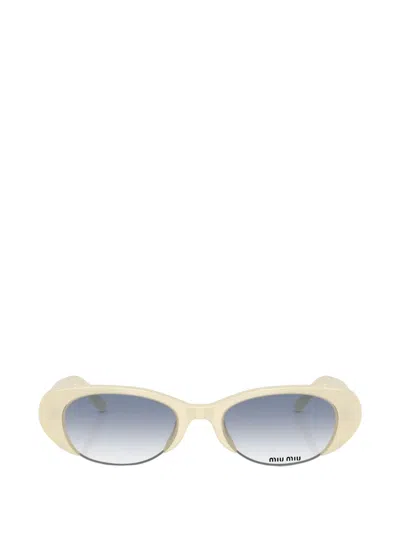 Miu Miu Oval-frame Sunglasses In Neutrals
