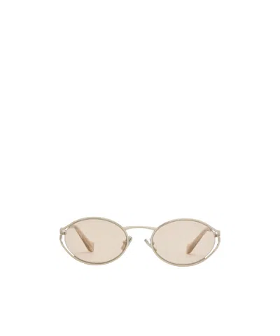 Miu Miu Thin-frame Oval Sunglasses In Neutral