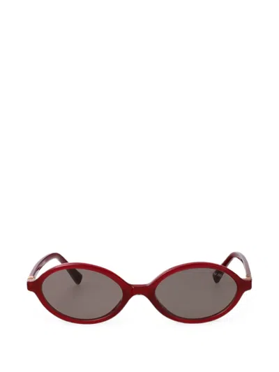 Miu Miu Oval-frame Sunglasses In Red