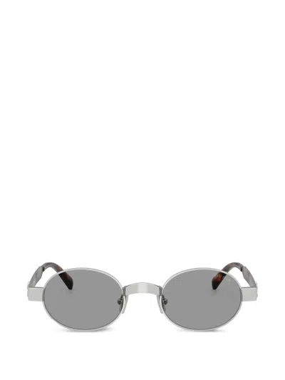 Miu Miu Oval-frame Sunglasses In Silver