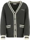 Miu Miu Grey V-neck Cashmere Cardigan In Grey