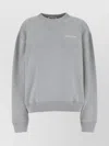 Miu Miu Oversize Crew Neck Sweatshirt With Ribbed Cuffs In Gray