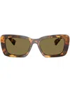 Miu Miu Mu 07ys Logo Acetate Rectangle Sunglasses In Brown