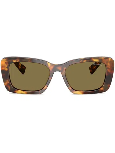 Miu Miu Mu 07ys Logo Acetate Rectangle Sunglasses In Blond Hav