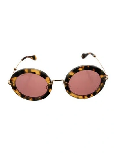 Pre-owned Miu Miu Oversize Mirrored Sunglasses In Brown