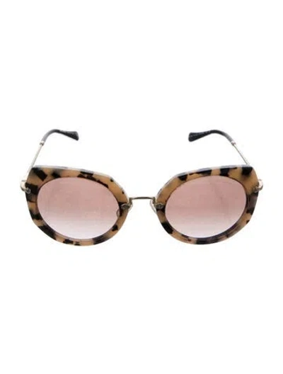 Pre-owned Miu Miu Oversize Mirrored Sunglasses In Neutral
