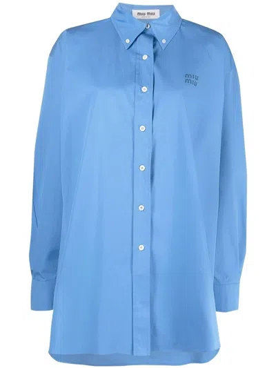 Miu Miu Oversize Shirt In Blue