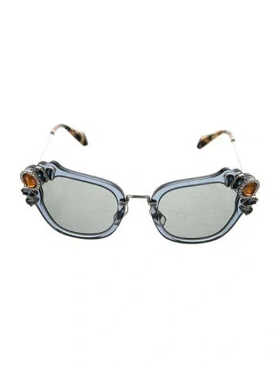 Pre-owned Miu Miu Oversize Tinted Sunglasses In Blue