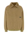 Miu Miu Cozy Shearling Collar Jacket And Pockets In Brown