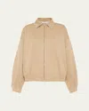 Miu Miu Beige Logo-embroidery Bomber Jacket In Corda