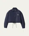 Miu Miu Oversized Crop Down Jacket In Bleu