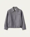 Miu Miu Oversized Double Cashmere Bomber Jacket In Gray