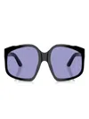 Miu Miu Oversized Geometric Frame Sunglasses With Elegant Detailing In Blue