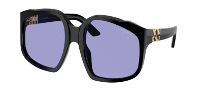 Miu Miu Oversized Geometric Frame Sunglasses With Elegant Detailing In Blue