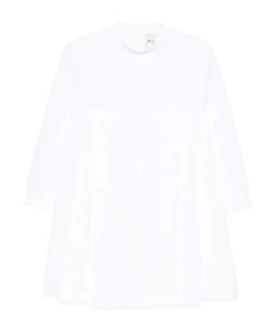 Miu Miu Oversized High-neck Cotton Blouse In White