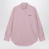 Miu Miu Oversized Pink Shirt With Logo Embroidery In Animal Print