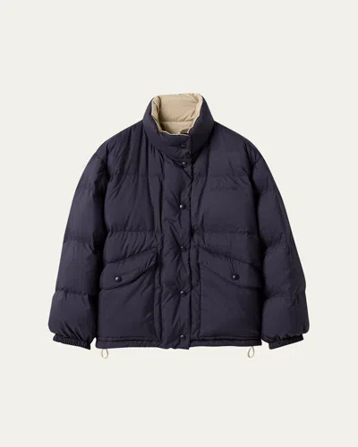 Miu Miu Oversized Ponge Puffer Jacket In Blue