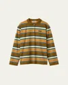 Miu Miu Striped Cotton Polo Shirt In F03so Senape Crema Blu