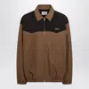 Miu Miu Collared Jacket Two Tone Elasticated Design In Brown
