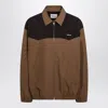 Miu Miu Collared Jacket Two Tone Elasticated Design In Brown